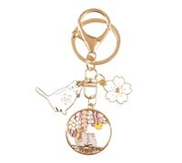 LRFNKCT llavero, Lindo Llavero De Gato La Suerte Dibujos Animados for Mujer Chica Llaveros Colgantes Redondos Flores Bolsa Colgante Llave