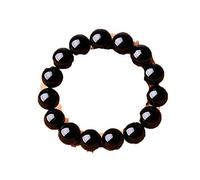 LRFNKCT Pulsera de jade valiente de obsidiana negra pura natural for hombre y mujer, estilo retro clásico.(10mm)