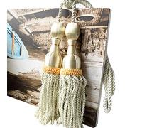 LRFNKCT Sujetadores de Cortinas, 1 Par De Alzapaños Cortina con Borlas Y Bolas Dobles Simples, Soporte Hebilla for, Cuerda