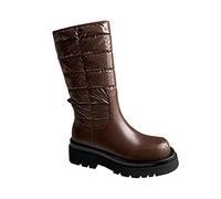 LRFVADW Botas de Mujer Winter Womens Boots Thick-soled Waterproof Platform Down Snow High-tube Warm Comfortable Leather(Dark brown,36 EU)