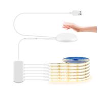 LRGBST 3M tira led COB Blanco caliente, 6 rollos 5V tira led USB con medidor táctil de madera penetrante para armario, cocinas, vitrinas, estantes, iluminación del panel acústico