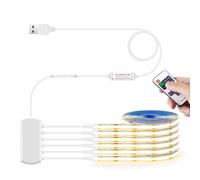 LRGBST 5V USB COB tira led, 6 rollos 1M caliente blanco COB tira led luz con control remoto Dimmer para paneles acústicos Estantes del gabinete Mostras Estante Iluminación de la cocina