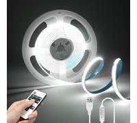 LRGBST DC5V USB Dimmable COB tira led, 1M blanco COB led tira de luz con control remoto Dimmer para cocina interior dormitorio sala de estar iluminación