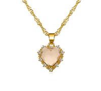 LRGKMCWTOB Collar de amor con circonita de diamante completo, collar de joyería para mujer, cadena de oro macizo y colgante para ella, regalo de joyería para esposa, regalos para madre (naranja)