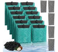 lrgnixs 12 filtros para acuario, cartucho de filtro con 5 filtros de espuma | Compatible con filtros medianos Tetra ReptoFilter C250 y C300, almohadillas de repuesto con carbón activo