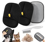 lrgnixs Guante para eliminar el pelo de mascotas, 2 unidades, guante magnético con peine antipulgas, guante de depilación de animales de doble cara para la limpieza de la depilación, guante de