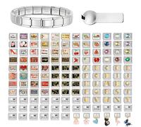 Lrioehny Pulsera Italiana Personalizada con Dijes, 10 Dijes Personalizados, Para Mujeres, Hombres y Familiares