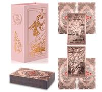 lrjrizzo Cartas de tarot impermeables con significados en ellas, cartas de tarot doradas con libro guía de lámina dorada para principiantes, 78 Classic Origina Rider Waite Taro Deck Fortune Telling