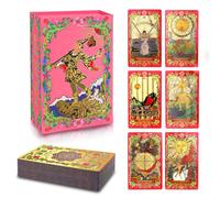 lrjrizzo Cartas de tarot para principiantes, cartas de tarot rojas con libro de guía, lámina dorada con significados, 78 Classic Origina Rider Waite Taro Deck Fortune Telling Game (rojo)