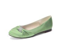 LRMYMHY Planos De Boda De Satén para Mujer Punta Redonda Cómodos Tacón Bajo Elegantes Zapatos De Novia para La Noche Damas De Honor,Sage Green,36 EU