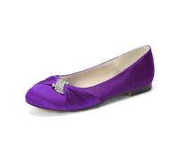 LRMYMHY Planos De Boda De Satén para Mujer Punta Redonda Cómodos Tacón Bajo Elegantes Zapatos De Novia para La Noche Damas De Honor,Dark Purple,43 EU