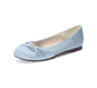 LRMYMHY Planos De Boda De Satén para Mujer Punta Redonda Cómodos Tacón Bajo Elegantes Zapatos De Novia para La Noche Damas De Honor,Dusty Blue,37 EU