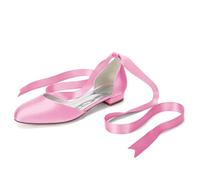 LRMYMHY Zapatos De Boda para Mujer Lazo De Satén Punta Redonda Bailarina | Zapatos Planos Nupciales Con TacóN Bajo Y Punta Cerrada CóModos Para Novia, Damas De Honor, Baile De GraduacióN Y Fiesta