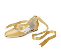 LRMYMHY Zapatos De Boda para Mujer Lazo De Satén Punta Redonda Bailarina | Zapatos Planos Nupciales Con TacóN Bajo Y Punta Cerrada CóModos Para Novia, Damas De Honor, Baile De GraduacióN Y Fiesta