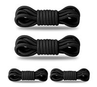 Lrocotanc 2 pares de cordones - Cordones de 5 mm - 120 cm - Cordones negros - cordones redondos - Para botas de montaña - Aptos para zapatillas deportivas, de running y de entrenamiento