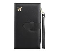 Lrocotanc Funda Pasaporte con Bloqueo RFID - Funda portátil Negra para Pasaporte, Impermeable portadocumentos Viaje para Documentos de Identidad, Tarjetas de crédito y Documentos de Viaje