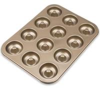 Lrocotanc Moldes para Donuts, Moldes Metálicos Donas Antiadherentes con 12 Cavidades - Ø6.5 cm, Moldes Donuts Horno de Acero al Carbono para Galletas/Tarta/Muffin/Pan/Cupcakes - 35x26.5CM