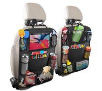 Lrocotanc Organizador de coche, paquete de 2 Drganizadores de asiento trasero, Funda coche asiento de tela Oxford, adecuada para almacenar juguetes, bocadillos y tazas en el auto (negro).