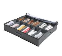 Lrocotanc Organizador de Zapatos Bajo la Cama con Tapa Transparente - Bolsa Resistente para Zapatos - Caja de Almacenamiento de Zapatos con 12 Compartimentos (Gris)