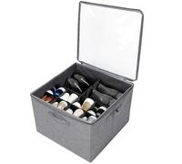 Lrocotanc Organizador Zapatos Armario,Cajas Para Zapatos con 16 Compartimentos Ajustables, Organizador Armario para Calzado con Tapa Transparente y Asas (Gris)