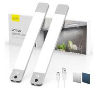 LROLTEF Luz Led Armario Cocina - 25CM 1500mAh Lampara Luces Recargable con Sensor de suspensión manual & Sensor de Movimiento Interior sin Cables - Inteligente Lamp Nocturna para Mueble | 2 Piezas