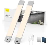 LROLTEF Luz Led Armario Cocina 30CM 2200mAh 4000K Lampara Luces Recargable con Sensor de suspensión manual & Sensor de Movimiento Interior sin Cables Inteligente Lamp Nocturna para Mueble 2P Plateado