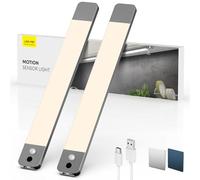 LROLTEF Luz Led Armario Cocina 30CM 2200mAh 4000K Lampara Luces Recargable con Sensor de suspensión manual & Sensor de Movimiento Interior sin Cables Inteligente Lamp Nocturna para Mueble 2P Gris