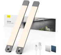 LROLTEF Luz Led Armario Cocina 40CM 2200mAh 4000K Lampara Luces Recargable con Sensor de suspensión manual & Sensor de Movimiento Interior sin Cables Inteligente Lamp Nocturna para Mueble 2P Gris