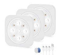 LROLTEF Luz Led Armario Cocina con Sensor de Movimiento Interior - 1200mAh 4000K Lampara Mueble Recargable sin Cables - Lamp Nocturna para Gabinete Escalera Pasillo | 3 Piezas
