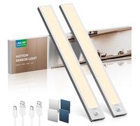 LROLTEF Luz Led Armario Cocina con Sensor de Movimiento Interior 30CM 2200mAh 4000K 48 LED Lampara Luces Mueble Recargable sin Cables Inteligente Lamp Nocturna para Gabinete Escalera Pasillo 2 Piezas