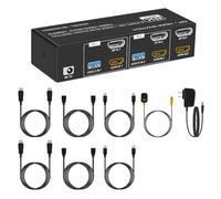 Lrporyvn Conmutador KVM Compatible con para DP/ 8K 60 Hz USB 3.0 2 Monitores 2 Computadoras Conmutador KVM para Mouse Teclado Monitor Enchufe Europeo