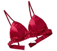 LRSSMB Sujetador De Seda De Doble Cara For Mujer Sujetador De Seda De Morera De Satén Suave, Sujetadores Sin Aros Bralette De Triángulo Tops Copa Diaria Sin Relleno(Red,XXL)