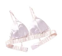 LRSSMB Sujetador De Seda De Doble Cara For Mujer Sujetador De Seda De Morera De Satén Suave, Sujetadores Sin Aros Bralette De Triángulo Tops Copa Diaria Sin Relleno(White,S)