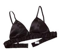LRSSMB Sujetador De Seda De Doble Cara For Mujer Sujetador De Seda De Morera De Satén Suave, Sujetadores Sin Aros Bralette De Triángulo Tops Copa Diaria Sin Relleno(Black,S)