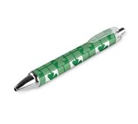 Lrtyuasq Bolígrafos de punta redonda con estampado de tréboles verde esmeralda para mujeres y hombres, 0,5 mm, punta de bola retráctil fina