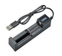 Lrtzizy Cargador de batería recargable universal con carga USB 1 ranura cargador de batería de litio para 18650 26650 14500 16340 ABS, Cargador de pilas recargables