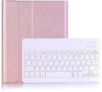 Lrufodya Funda de teclado para iPad Mini 4/Mini 5 con teclado Bluetooth inalámbrico desmontable y soporte para bolígrafo, funda delgada y inteligente para apagado automático (oro rosa)