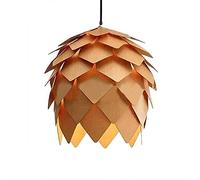 LRUII American Pendant Hanging Light Fixture Lamp Solid Wood Creative Modern Chandeliers Hand Craft Pine Cone E27 Base for Kitchen Island Sofa Corner Study Living Room (9.84in,Cold Light) Comfortable