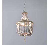 LRUII French Children's Room Chandeliers Retro White Wood Bead Hanging Light Modern Farmhouse Restaurant Hemp Rope Decoration Ceiling HAMP E12 Ceiling Indoor Lighting Fixture