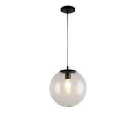LRUII Modern Clear Glass Pendant Light Black Hanging Lighting Globe Glass Hanging Lamp 12 Inch for Kitchen Island