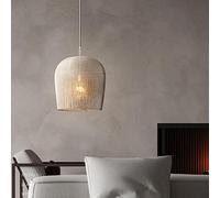 LRUII Rustic Boho Pendant Light Hand Woven Rattan Hanging Ceiling Cage Basket Large Chandelier Black Boutique Decoration Farmhouse Lighting for Kitchen Dining Room Hallway Bedroom Restaurants