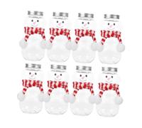 LRXFPIYF 8 Botellas Navideñas de Muñeco de Nieve con Tapas, 500 ml Jarra para Beber de Muñeco de Nieve para Regalos de Fiesta de Invierno, Botellas de Agua para Bebidas Frías y Jugos, Rojo Blanco