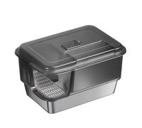 LRXFPIYF Arenero Cerrado para Gatos Caja de Arena Cerrada Contenedor para Desechos Bandeja con Base de 10cm Tapa Acero Inoxidable Fácil de Limpiar, Negro Transparente, 67 Cm