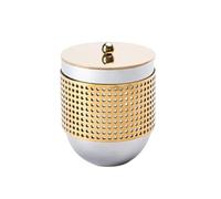 LRXFPIYF Bote Decorativo de Almacenamiento Tarro Contenedor Organizador con Tapa Segura de Metal con Perilla Dorada y Diseño Compacto Adecuado para Tocador Mesa de Centro Oficina Regalo