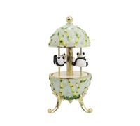 LRXFPIYF Caja de Música Carrusel Giratorio Panda Música Ornamento Decoración Acabado Elegante con Ribetes Dorados y Pandas Suspendidos Base Estable para