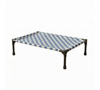 LRXFPIYF Cama Elevada para Mascotas Colgante Rectangular Estructura Metálica Transpirable sin Almohada Adecuada para Climas Cálidos Suelos Fríos Húmedas, Azul, Cuadros Azules