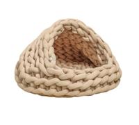LRXFPIYF Cama para Mascotas Cueva Nido Refugio Casa con Diseño Tipo Apertura Delantera Chenilla Mullida de Textura Adecuada para, Caqui, Diámetro Base 50cm 1.5kg