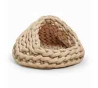 LRXFPIYF Cama para Mascotas Cueva Nido Refugio Casa con Diseño Tipo Apertura Delantera Chenilla Mullida de Textura Adecuada para, Caqui, Diámetro Inferior 40cm 1.2kg