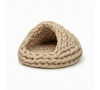 LRXFPIYF Cama para Mascotas Cueva Nido Refugio Casa con Diseño Tipo Apertura Delantera Chenilla Mullida de Textura Adecuada para, Caqui, Diámetro Inferior 45cm 1.4kg