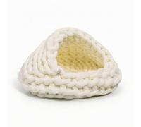LRXFPIYF Cama para Mascotas Cueva Nido Refugio Casa con Diseño Tipo Apertura Delantera Chenilla Mullida de Textura Adecuada para, Blanco Lechoso, Diámetro Inferior 45cm 1.4kg